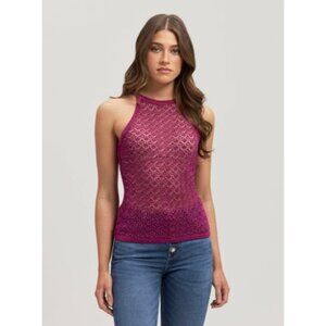 NWT GUESS PURPLE DRAGONFRUITS MULTI AMBER LUREX TANK TOP LARGE